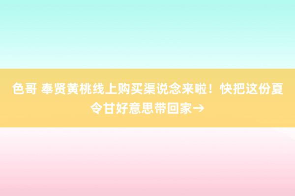 色哥 奉贤黄桃线上购买渠说念来啦！快把这份夏令甘好意思带回家→