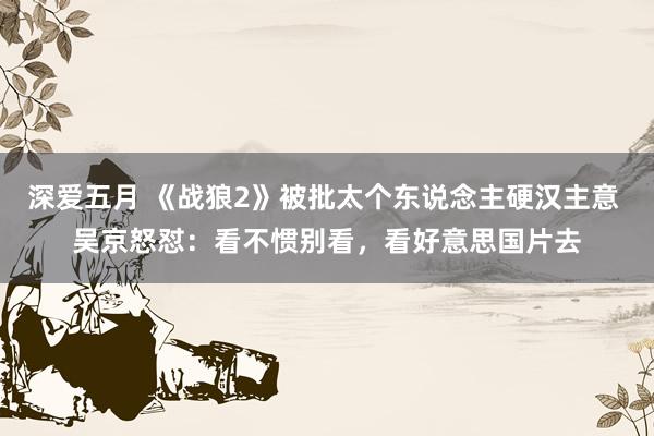 深爱五月 《战狼2》被批太个东说念主硬汉主意 吴京怒怼：看不惯别看，看好意思国片去