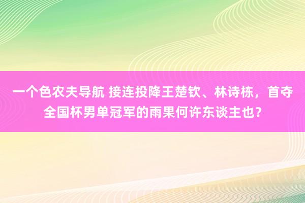 一个色农夫导航 接连投降王楚钦、林诗栋，首夺全国杯男单冠军的雨果何许东谈主也？