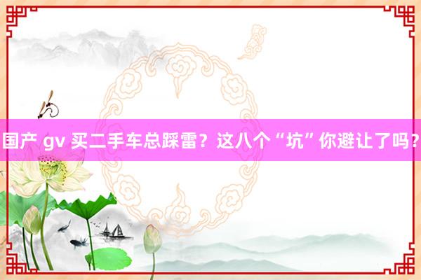 国产 gv 买二手车总踩雷？这八个“坑”你避让了吗？