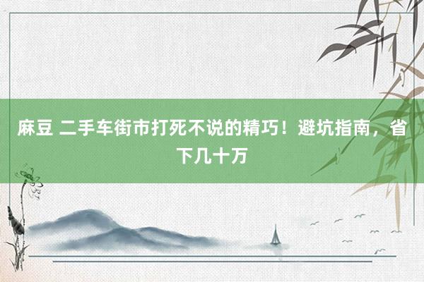 麻豆 二手车街市打死不说的精巧！避坑指南，省下几十万