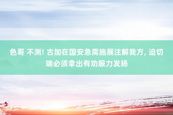 色哥 不测! 古加在国安急需施展注解我方， 迫切端必须拿出有劝服力发扬